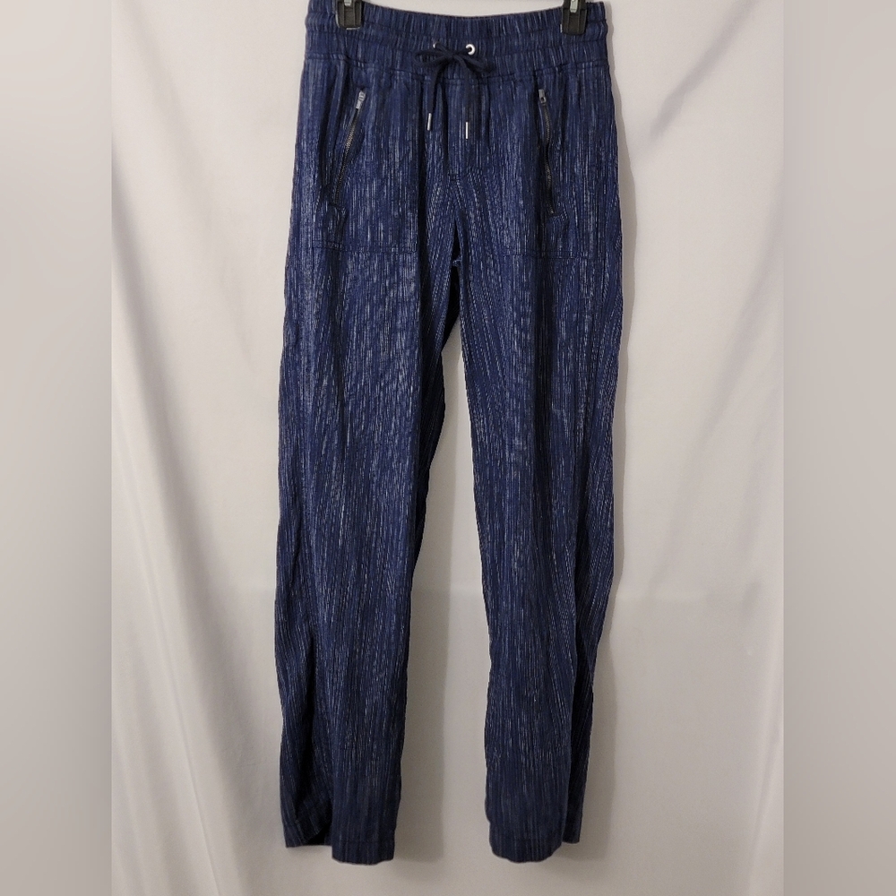 Athleta 100% Linen Wide Leg Drawstring Pants Size 6 - Picture 3 of 11